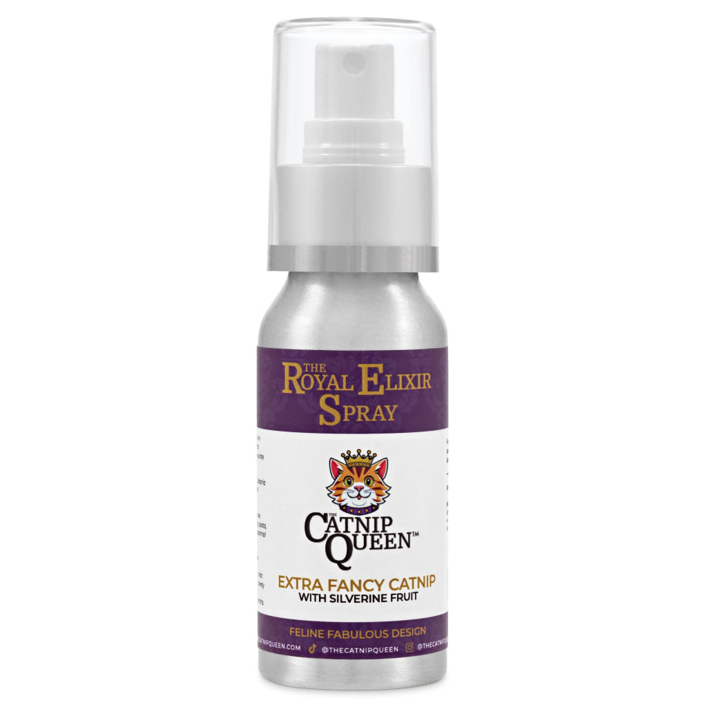 The Catnip Queen's Royal Elixir - Extra Fancy Catnip with Silvervine Spray - Refreshes Toys & Scratching Posts - 50ml.
